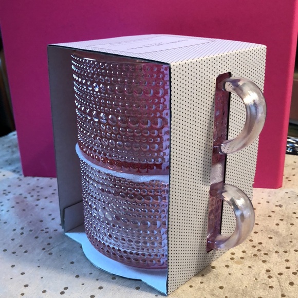 NWT cupcakes and cashmere 2-piece pink w/ gold rim glass mug set. - Picture 4 of 6